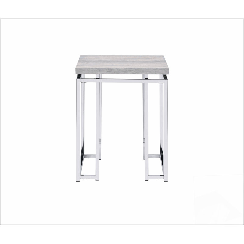 Table de bout en chêne naturel et chrome Chafik