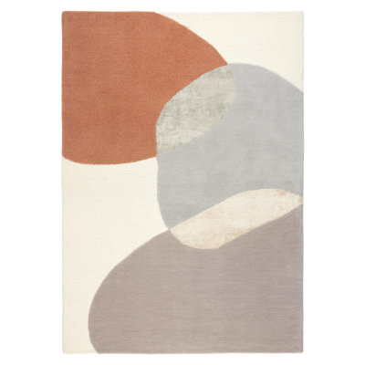 Town & Country Luxe Oslo Abstract Colorblock Handcrafted Area Rug Beige/Rust/Grey