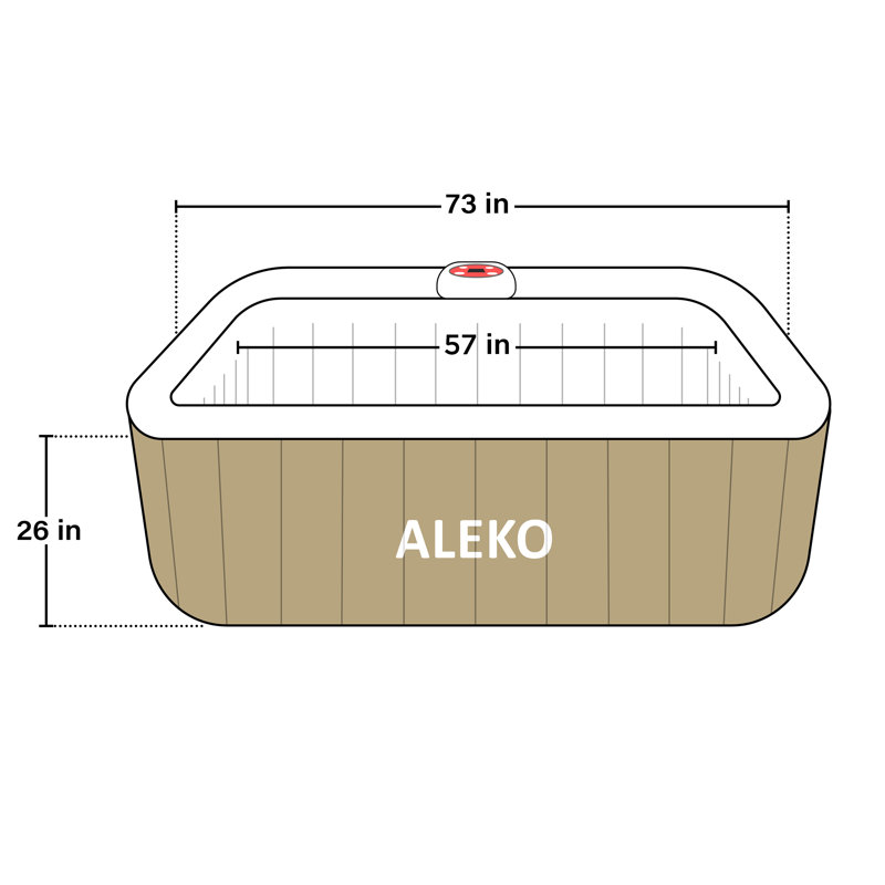 Brown and White 6-Person Square Inflatable Hot Tub Spa with Cover