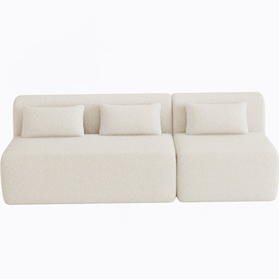 Canapé rembourré avec coussin de dossier pour le salon, beige, confortable et élégant