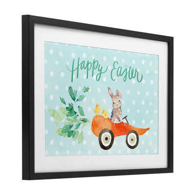 «Pâques Carotte Car Bunny», reproduction encadrée sous verre, conception de Heather Lee Chan