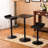 Dining Area Adjustable Height Bar Table With Black Square Top And 2 Swivel Leather Rotating Stool Units For Office