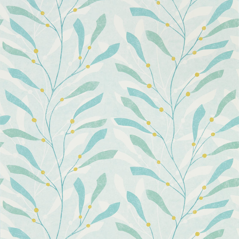 Sea Kelp Wallpaper, Aqua/Lichen