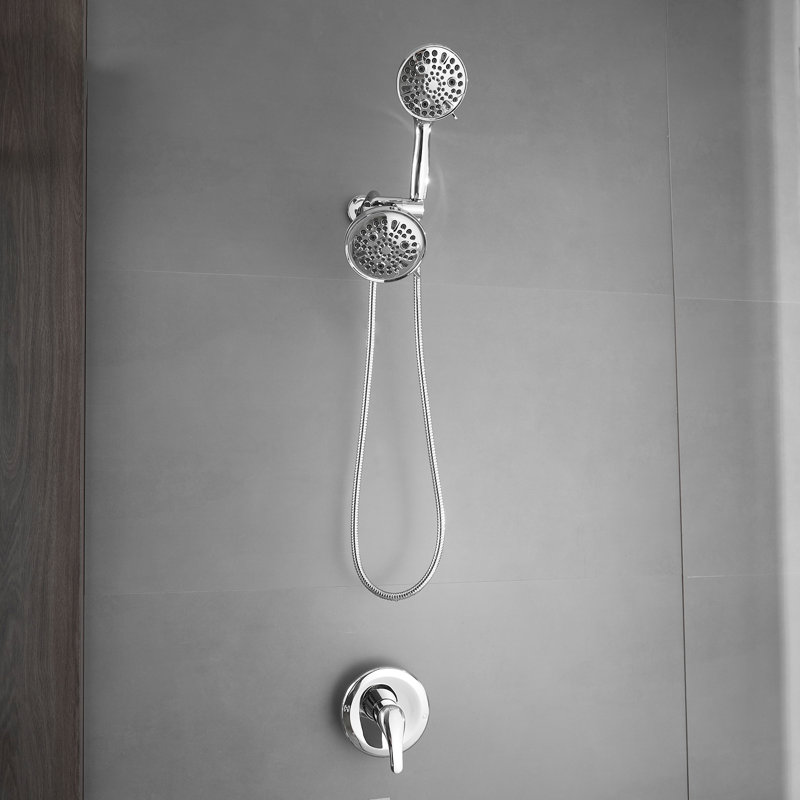 Single-Handle 8-Spray Dual Shower Faucet Set 1.8 GPM With Valve And Filtered Handheld Shower Head, Polished Chrome