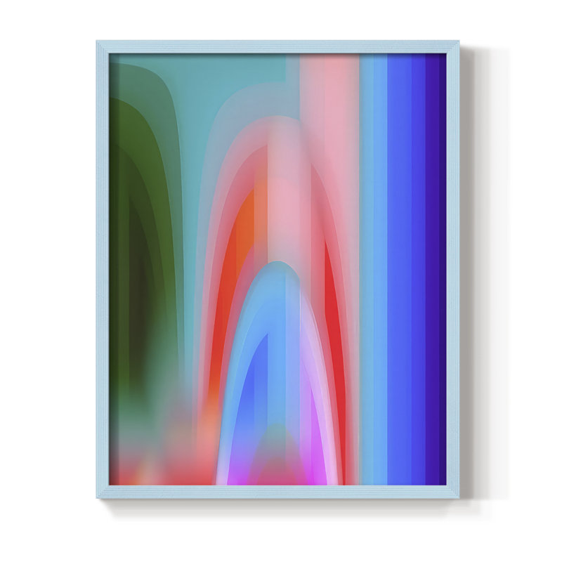 Groovy Prism Gradients I, reproduction encadrée - bois massif, H 15 po x l 12 po, Bleu