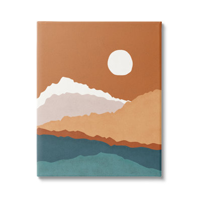 «Abstract Mountain Peaks Round Moon Nature Scene» par JJ Design House LLC - Peinture