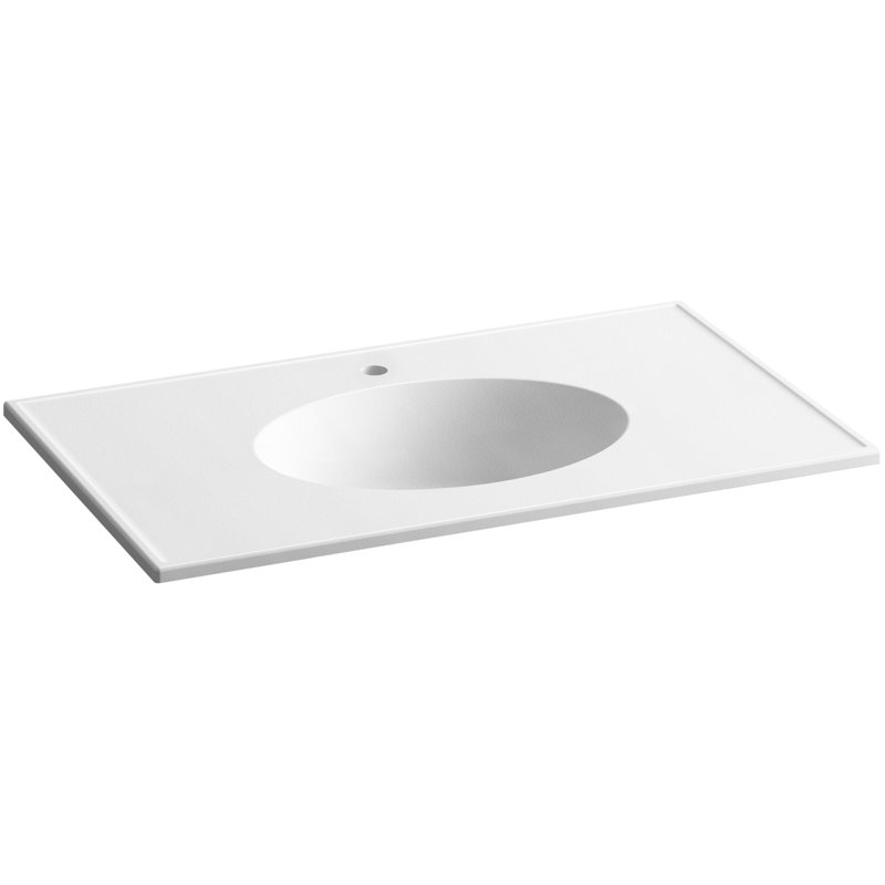 Ceramic Impressions 37" Single Bathroom Vanity Top, White Impressions