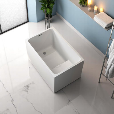 43.3'' X 27.5'' Rectangle Freestanding Soaking Acrylic Bathtub With Seat