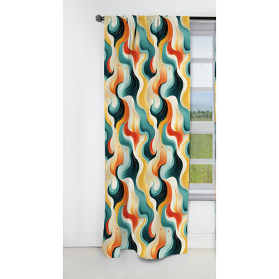 Retro Waves Lines - Rideau Mid-Century - Rideau occultant géométrique - 1 panneau