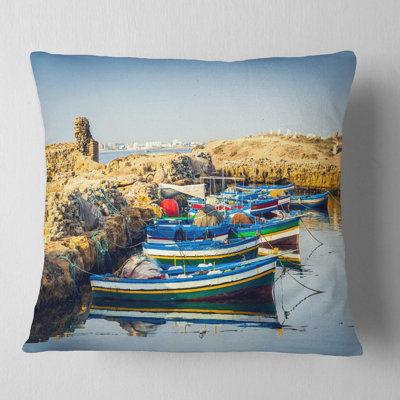 Coussin avec paysage antique du port africain