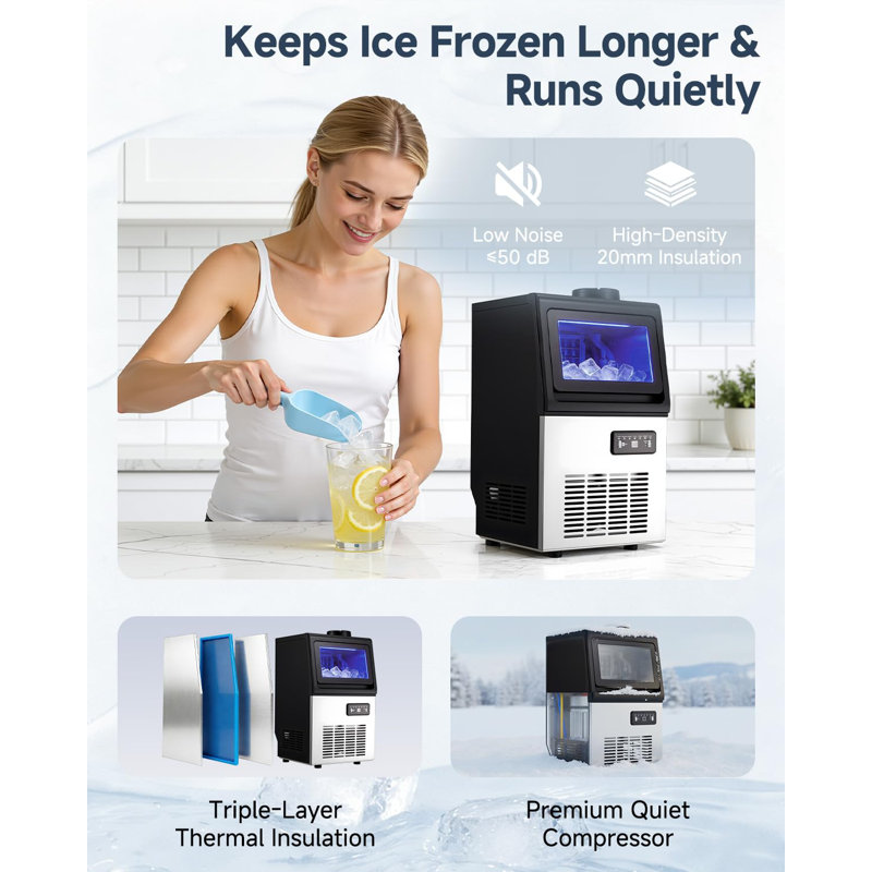 Stainless Steel Under Counter Ice Machine With Storage Bin