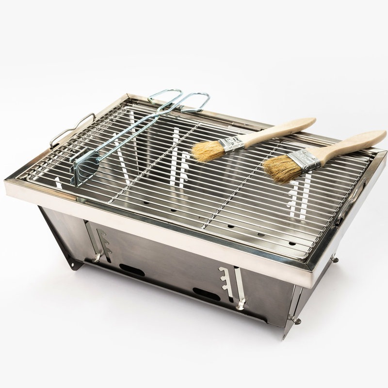 Barbecue au charbon de bois pliable pour l'extérieur - Acier thermolaqué, idéal pour les sorties Composants en acier