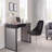 Upholstered Desk, Black Steel, Black Wood & Silver Velvet