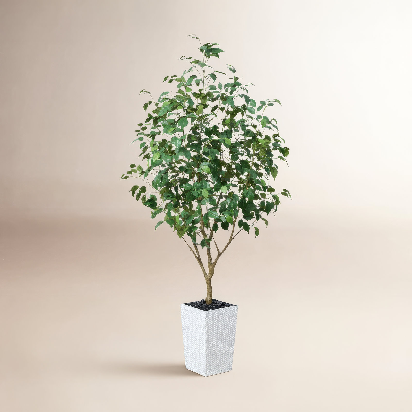 George Artificial Ficus Tree, UV Protected Faux Greenery with Huge Decorative Base for Indoor Outdoor, 72" H x 24" W x 24" D