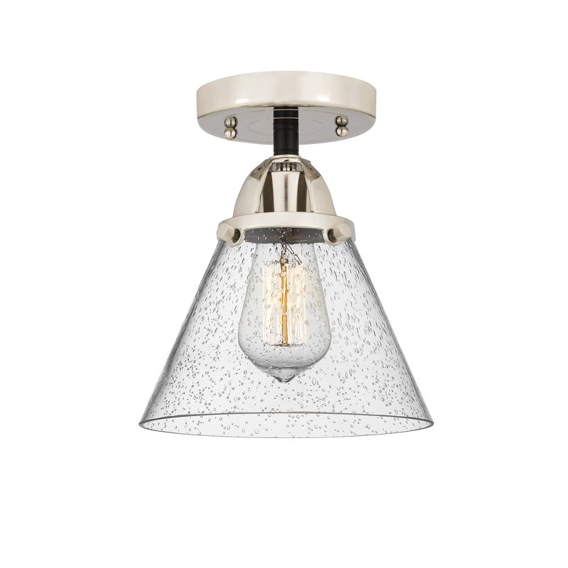 Plafonnier semi-encastré en verre à DEL, H 9,5 po x l 7,75 po x P 7,75 po, Grainé, Nickel poli noir