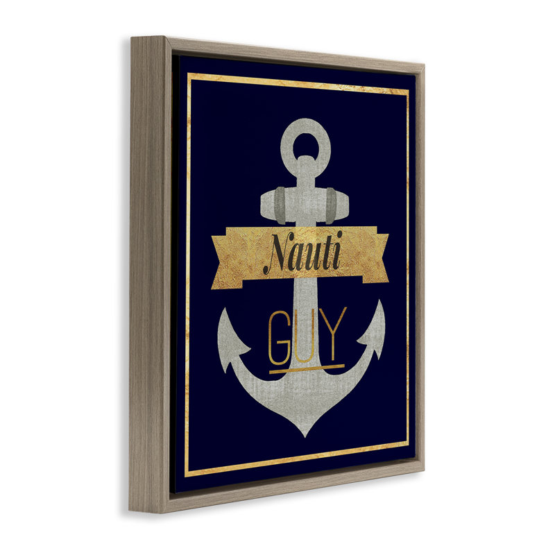 «Nauti Guy with Anchor», art mural encadré flottant par Graffi * Tee Studios, Brun, H 25 po x l 25 po