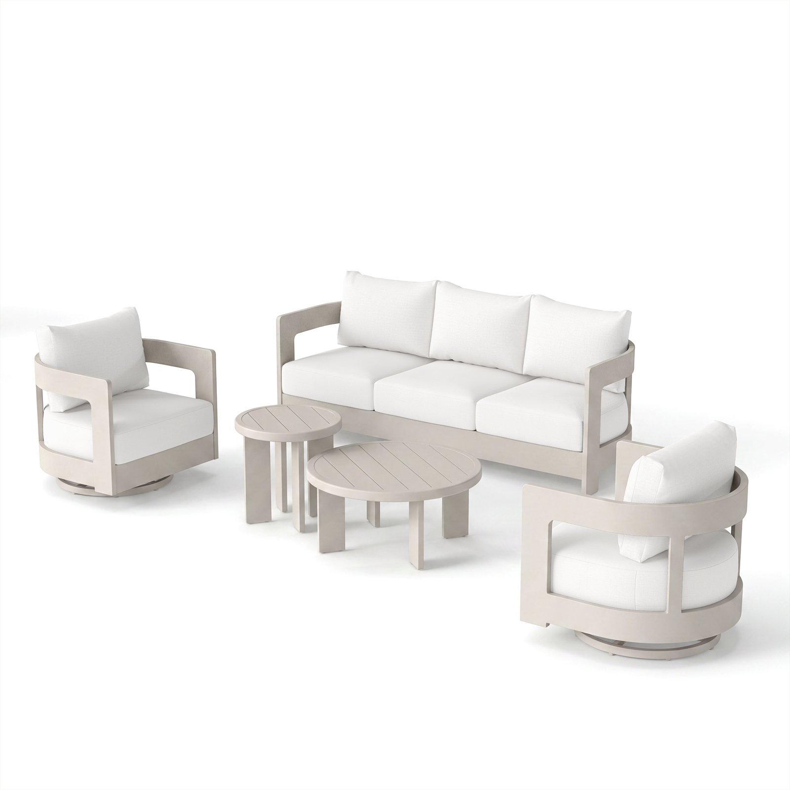 Frances 5-Person Sunbrella® Patio Seating Group, White Cushion/Champagne Frame