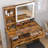 Vanity Desk Set With Led Lighted Mirror & Power Outlet, Makeup Table Top with 3 Open Bookcases, 3 Cubbies, 2 Drawers, Dresser Table for Bedroom, Checkroom-1245589969