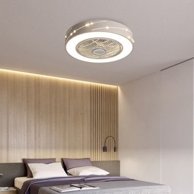 Titonka 21.6 White Acrylic LED Ceiling Fan Light, 3-Speed Quiet Motor & Timer