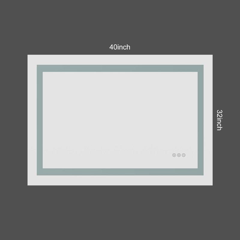 Frameless Anti-fog Led Bathroom Mirror With Frontlight And Backlight, 3 Colors Dimmable Vanity Mirror, 32" x 40"