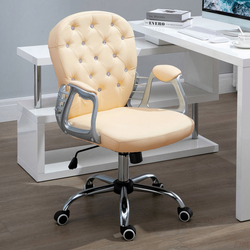 Chaise de travail Noriko, Beige, Simili cuir