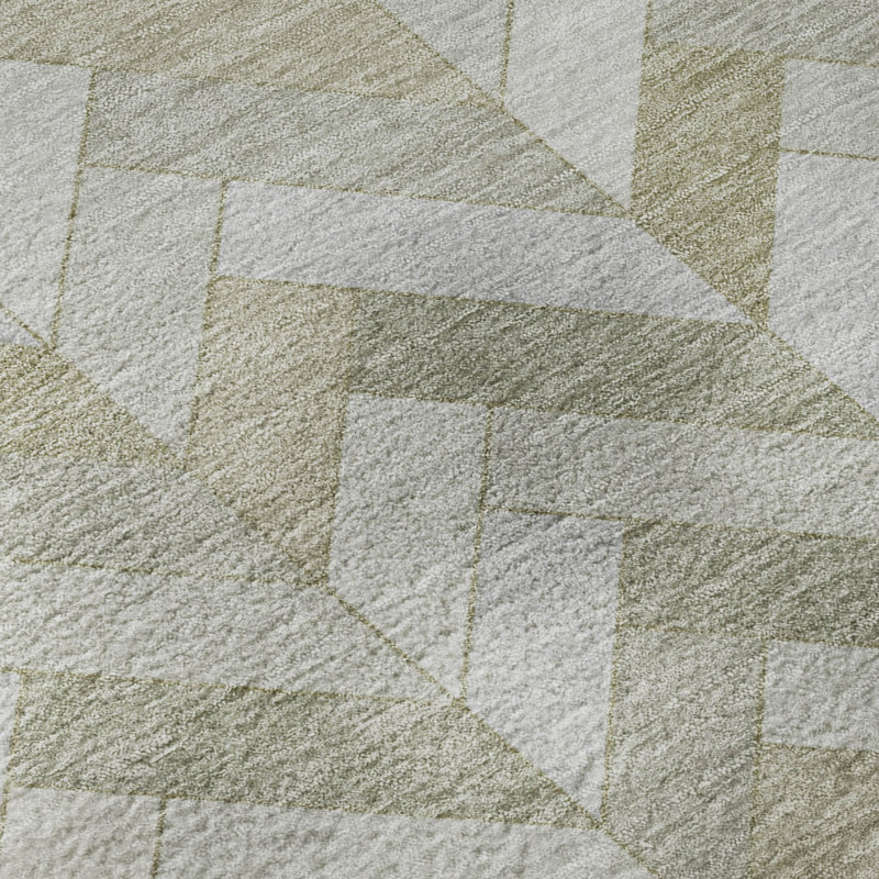 Tapis géométrique de qualité supérieure lavable à la machine Mayfield AMF2297, Taupe, 2 pi 6 po x 3 pi 10 po