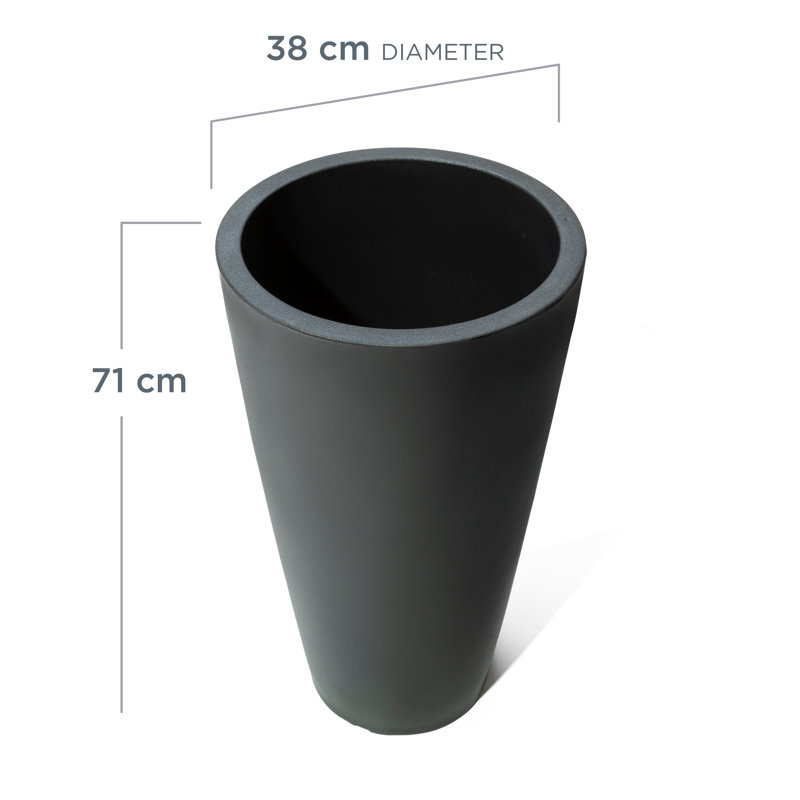 Tall Onyx Black Resin Round Indoor/Outdoor Planter