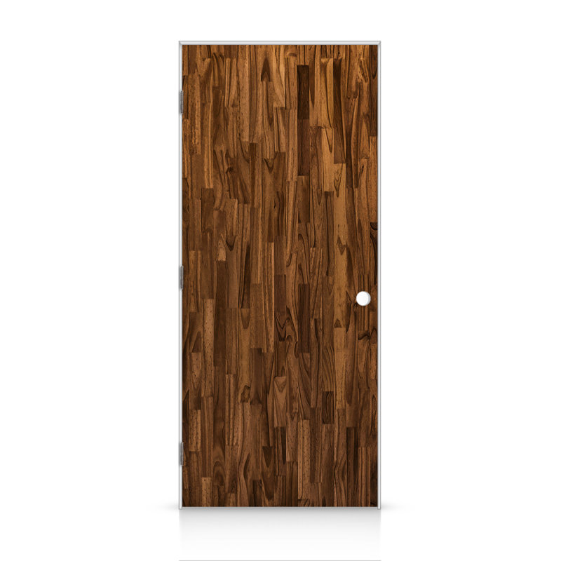 Smooth Pine Wood Single Prehung Interior Door, 30" x 80", Walnut, Right