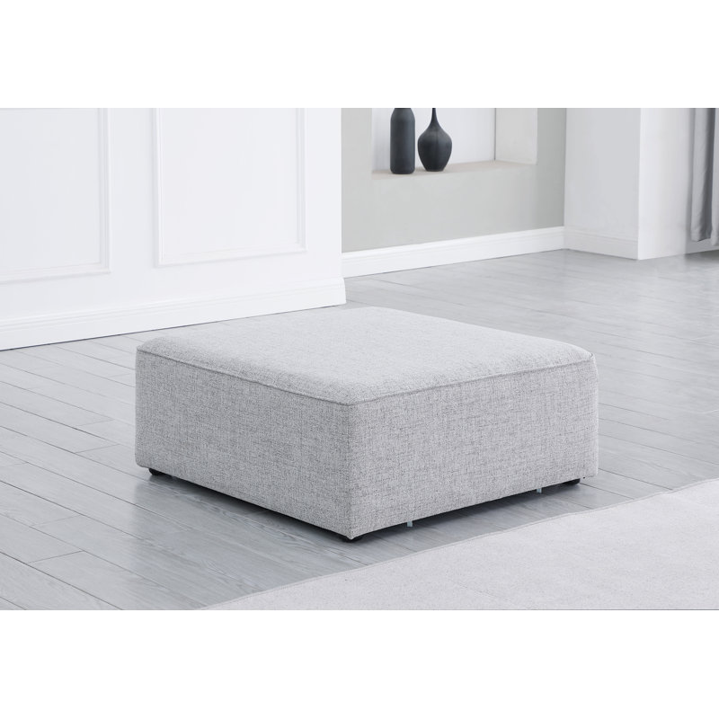 Repose-pieds standard carré de 36 po de largeur, Tissu gris texturé en lin
