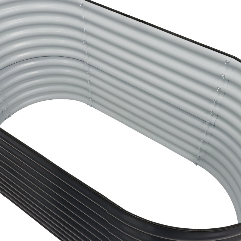 Lit de jardin surélevé ovale en acier Lemark - gris foncé - 63 po, H 32 po x l 62,5 po x P 32 po, Gris foncé