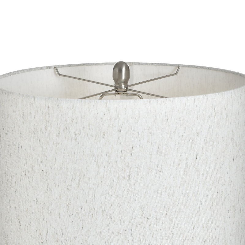 Lampe de table Poly - argent Mali - abat-jour blanc