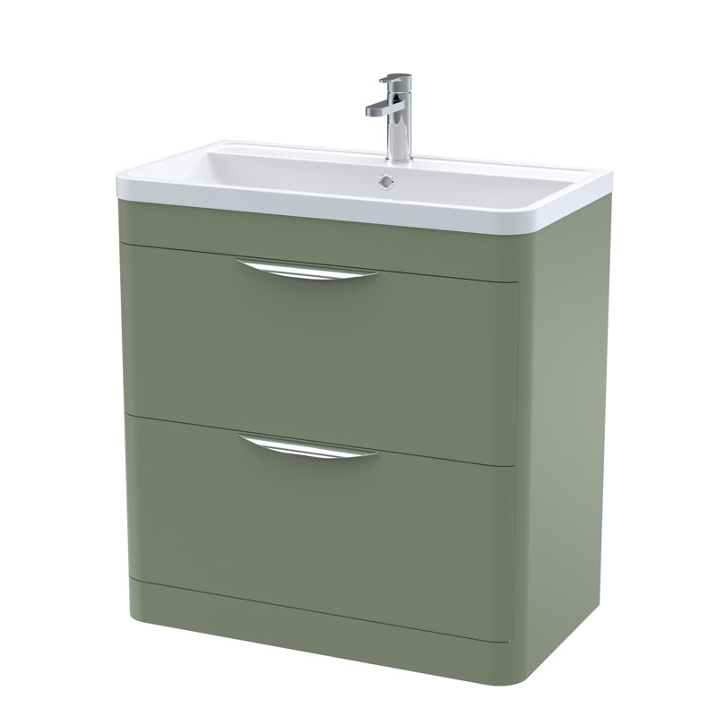 Parade 600mm Single Bathroom Vanity with Integrated Vitreous China Basin, Satin Green