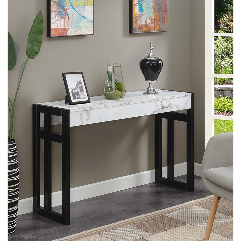 Console 49,5 po, étalage moderne, faux marbre blanc
