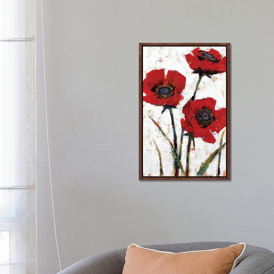 Roter Mohn Fresko II von Tim OToole - Galerie-verpackte Leinwand Giclée