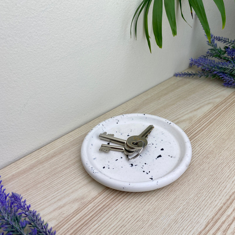 Round Trinket Tray Dish, White