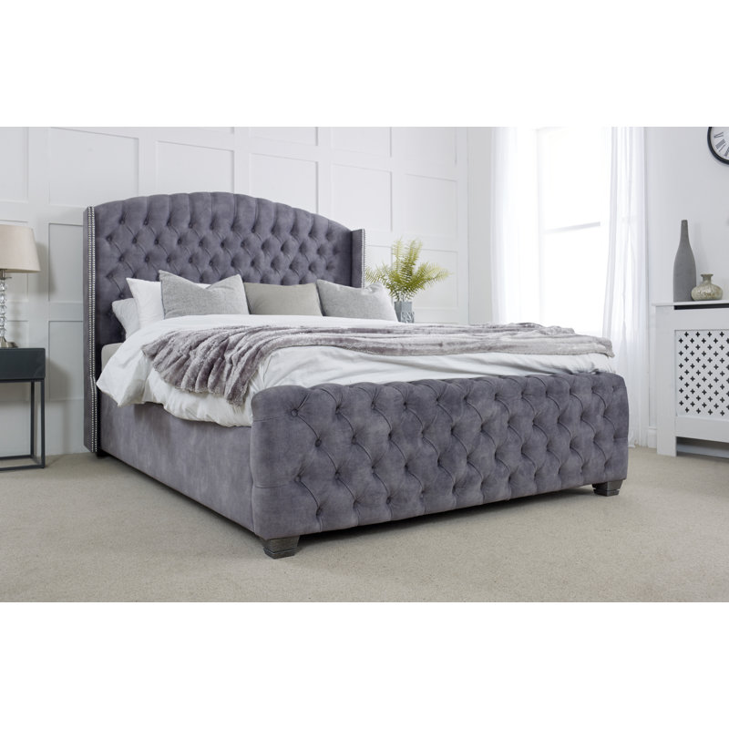 Ginnie Upholstered Bed, Grey, Single (3')