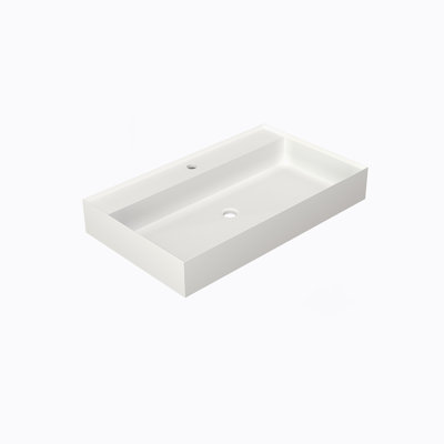 Lavabo de salle de bain à surface solide en pierre de pierre