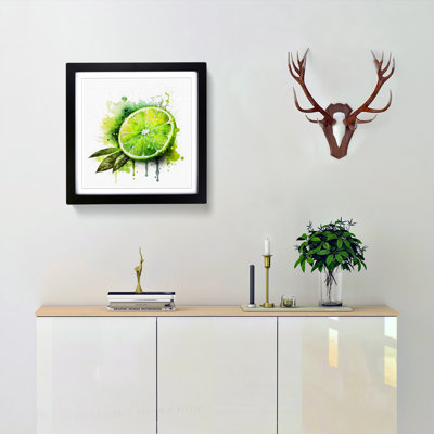 Lime Fruit Watercolour - Single Picture Frame Print on Wood