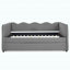 Lit de jour en vichy double avec couchette simple sans sommier, avec port USB et adorable tissu en forme de vague-185323327