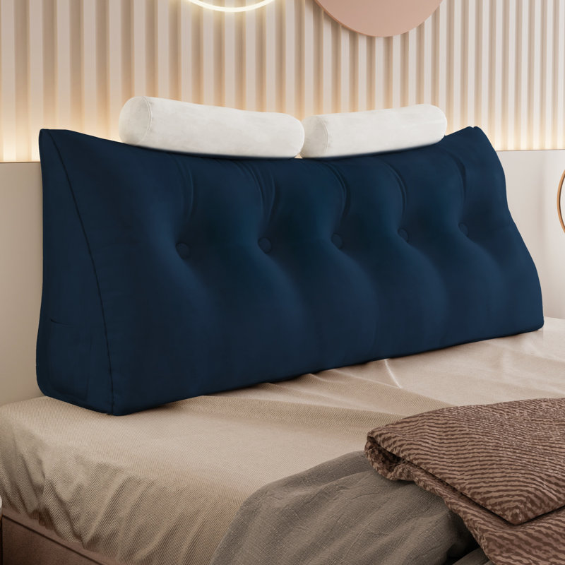 Coussin de lecture de tête de lit avec siège, Grand lit, Marine