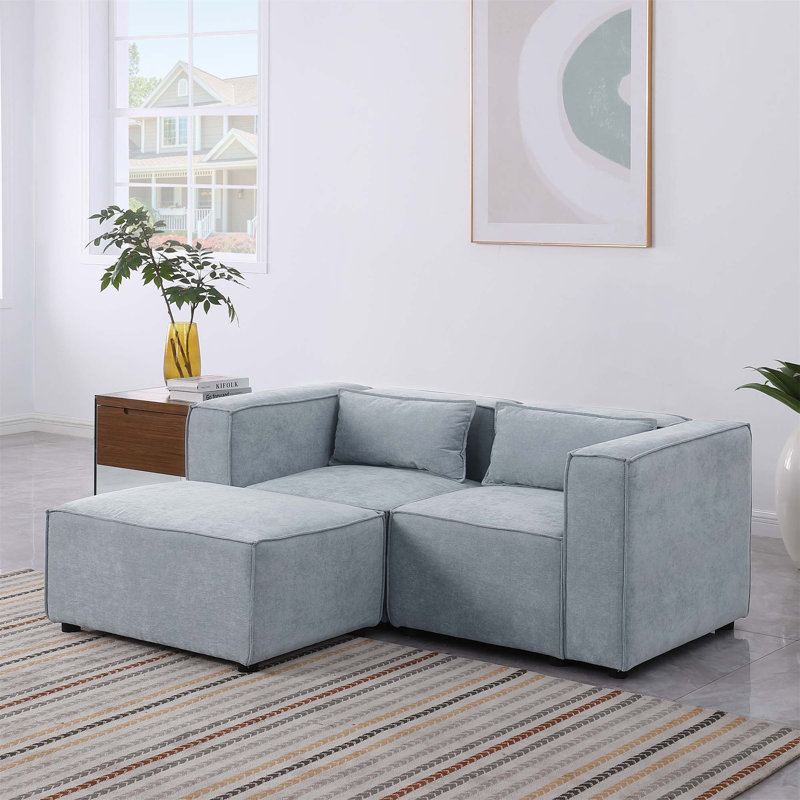 Tissu modulaire en chenille de Sofaish, simple et grand, le siège et le dossier sont très doux, Bleu grisâtre