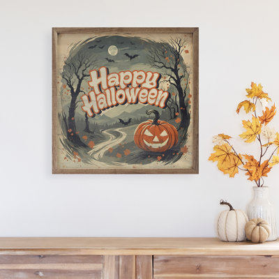 «Happy Halloween Jack O Lantern» sur bois