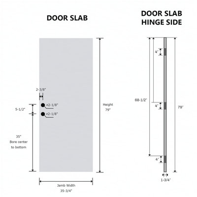 36 x 80 Fiberglass Entry Door Slab, Frosted Glass, Light Gray Finish Mahogany Grain Knock-Down Fiberglass Door Slab- Contemporary Style for Home's Front Entrance, Right Hand Inswing