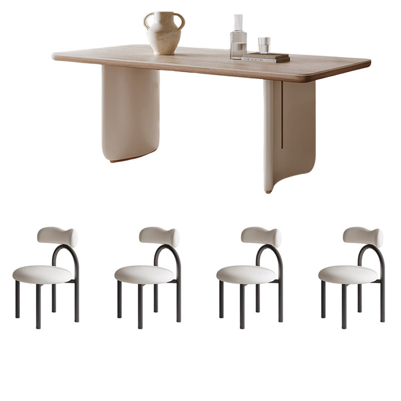 Ensemble de table de salle à manger de luxe crème clair, H 29,5 po x L 70,8 po x l 31,5 po