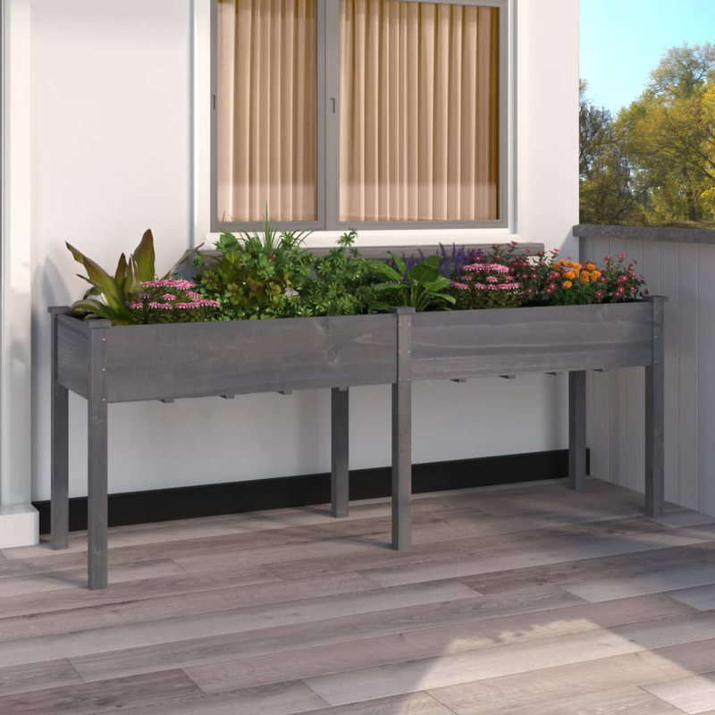 Otterson Wood Planter Box, Gray, 29.92" H x 79.92" W x 20.87" D