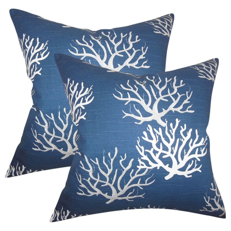 Coastal Cotton Throw Pillow, Navy