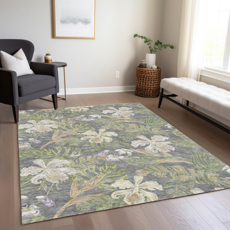 Tapis gris intérieur / extérieur lavable à la machine Cinead ACN1708, Rectangulaire 8 pi x 10 pi