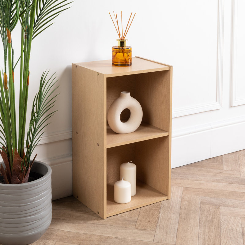 2 Tier Bookcase Cube Wooden Bookshelf, Brown