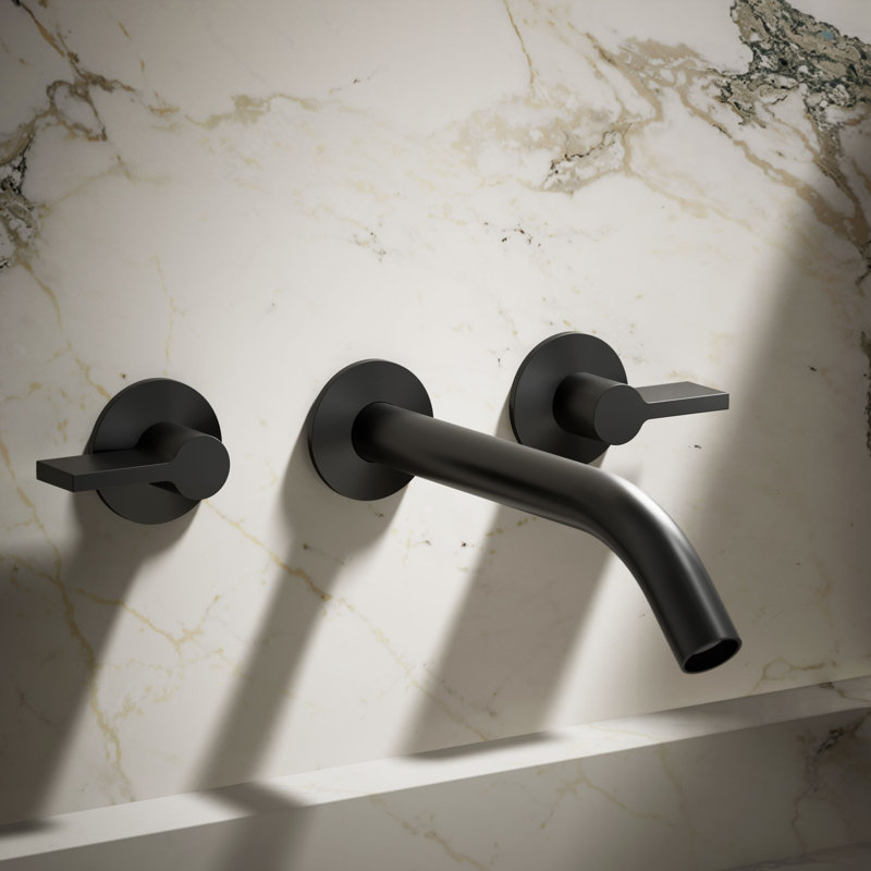 Components Wall-Mount Bathroom Sink Faucet Trim, Matte Black