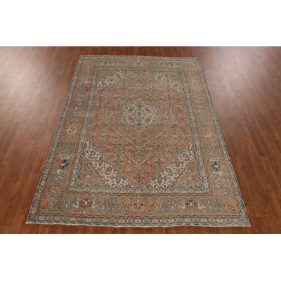 Orange Wool Traditional Area Rug 6x9